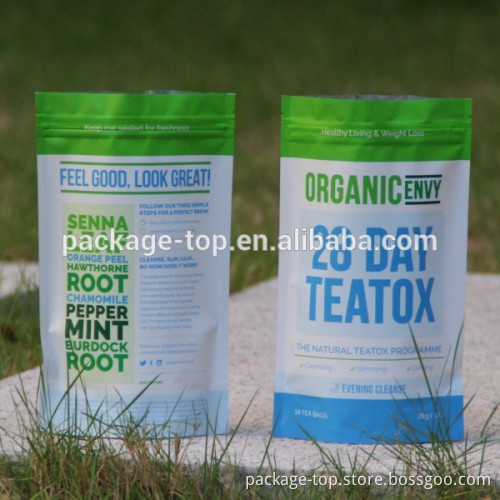 resealable zipper tea stand up pouches